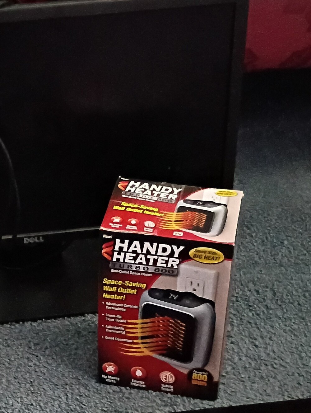 Handy Heater Turbo 800 Space-Saving Wall Outlet Heater - Black & Silver